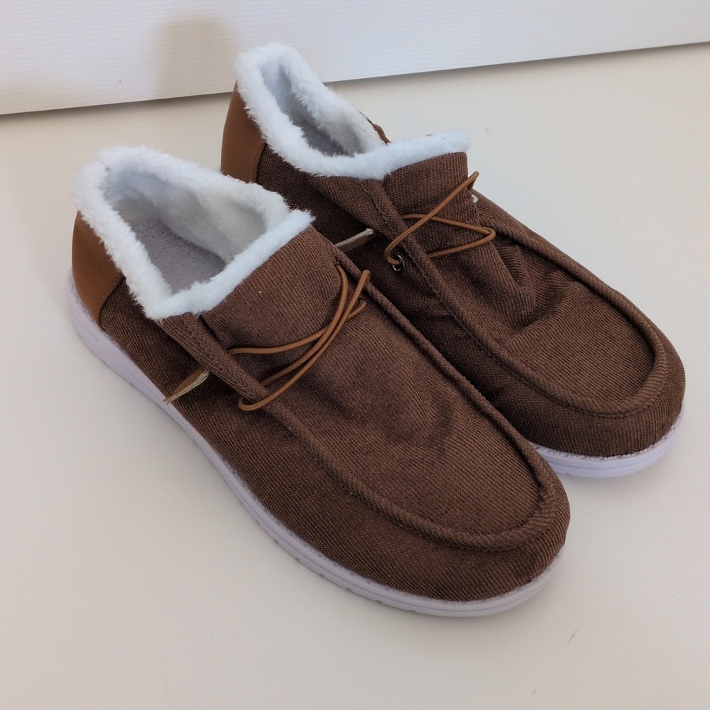 NWOT Women's Caramel Brown Slip On With Fleece Lining